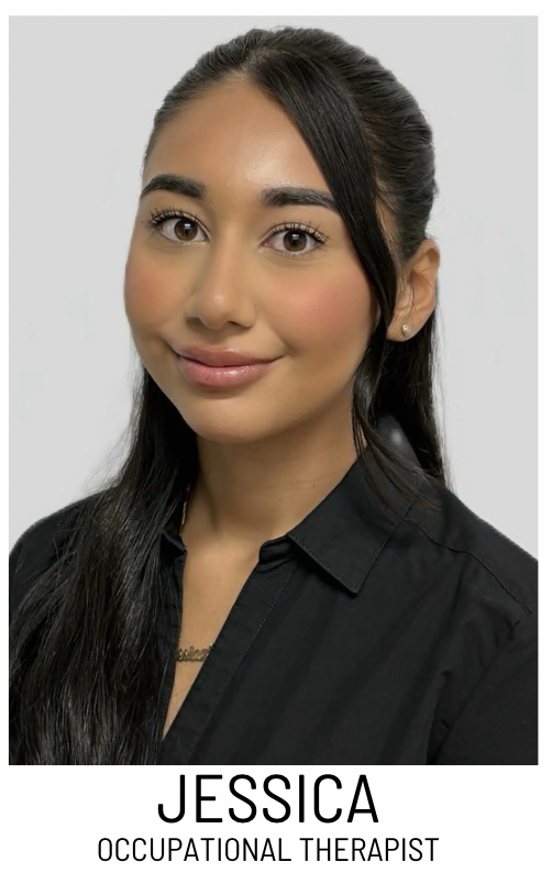 Portrait of Jessica, an occupational therapist, with a friendly expression, wearing a black collared shirt.